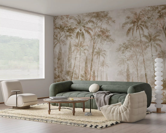 Papier peint panoramique Rêve de jungle sépia