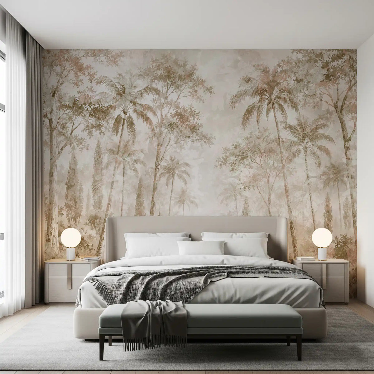 Sepia Jungle Dream Wall Mural