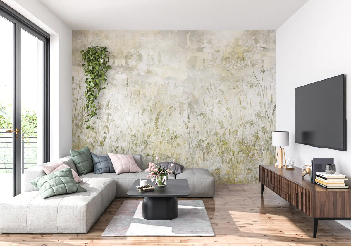 Botanical Damask Wildflower Meadow Wall Mural