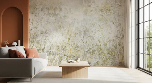 Botanical Damask Wildflower Meadow Wall Mural