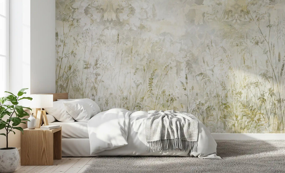 Botanical Damask Wildflower Meadow Wall Mural