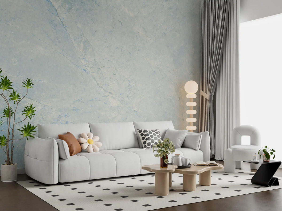 Wandbild mit Textur einer kühlen azurblauen Marmorplatte