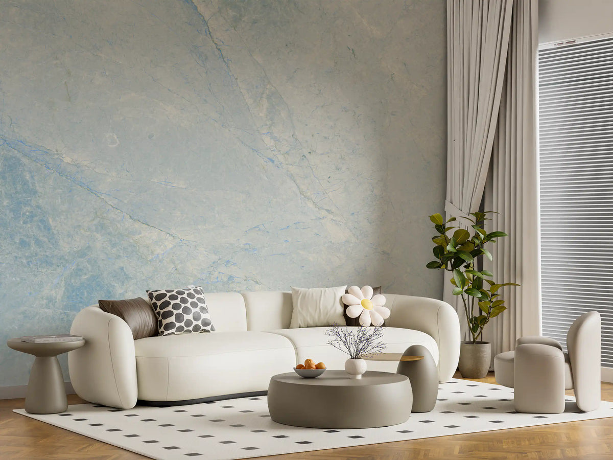 Wandbild mit Textur einer kühlen azurblauen Marmorplatte