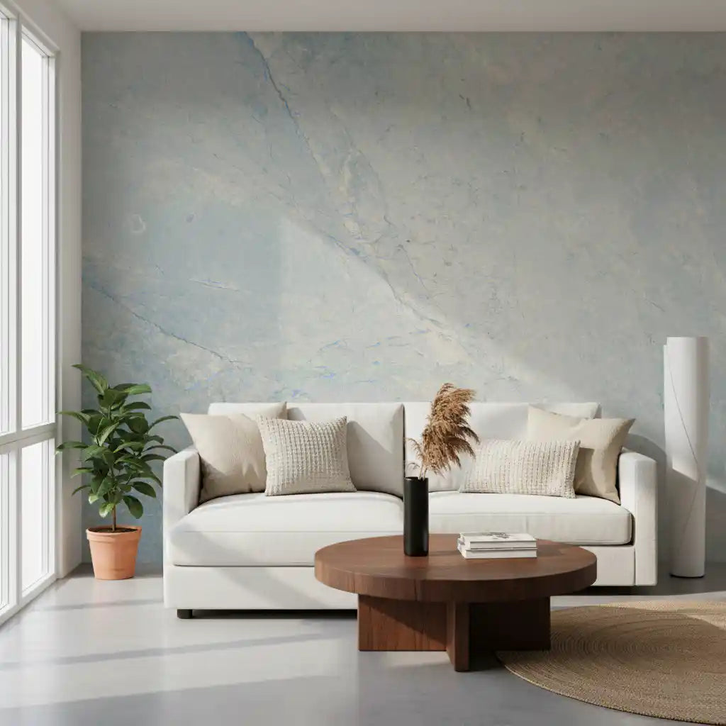 Wandbild mit Textur einer kühlen azurblauen Marmorplatte