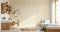 Kids room with single bed, mint throw and white desk on soft cream marble wallpaper GD14189