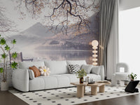 Wandbild „Nebeliger Morgen mit Bergpanorama“