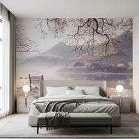 Wandbild „Nebeliger Morgen mit Bergpanorama“
