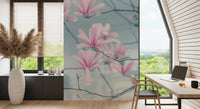 Papier peint panoramique de branches de magnolia minimalistes