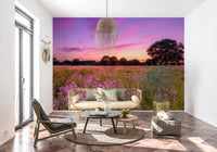 Fotomural de Paisagem de Prado com Horizonte Roxo