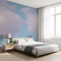 Minimalistisches Wandbild mit urbaner Silhouette in der Abenddämmerung