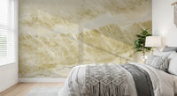 Papier peint panoramique à texture de marbre sable doré