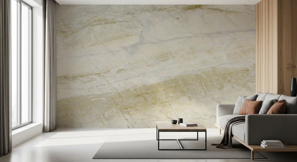Carta da parati murale con venature di marmo crema e ocra