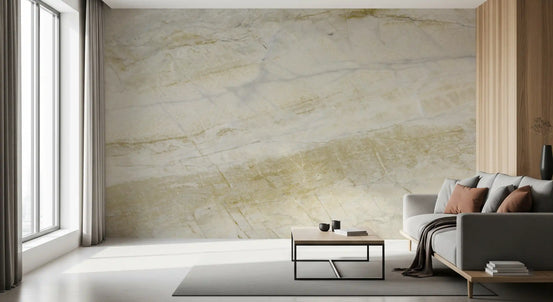 Wandbild mit Marmoradern in Creme und Ocker