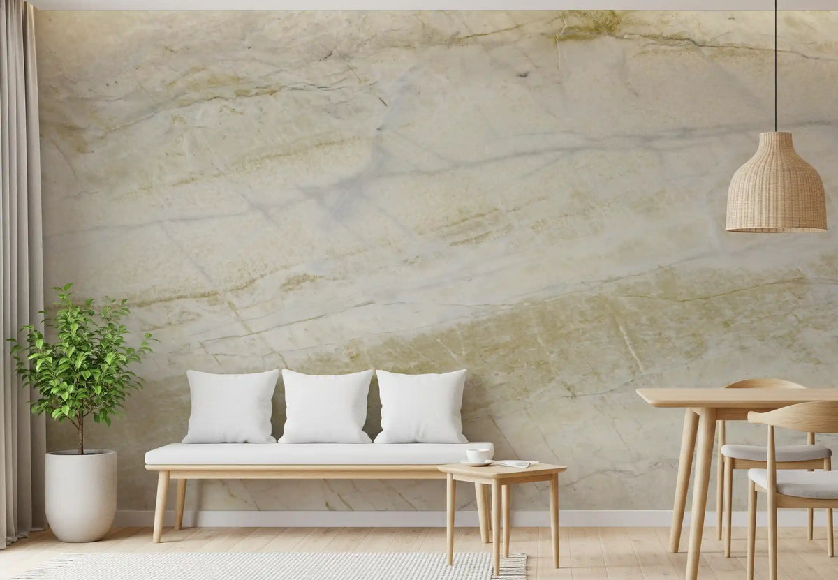 Carta da parati murale con venature di marmo crema e ocra