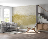 Papier peint panoramique à texture de pierre ocre veinée d’or