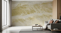 Papier peint panoramique effet marbre naturel à veines dorées