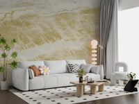 Papier peint panoramique effet marbre naturel à veines dorées