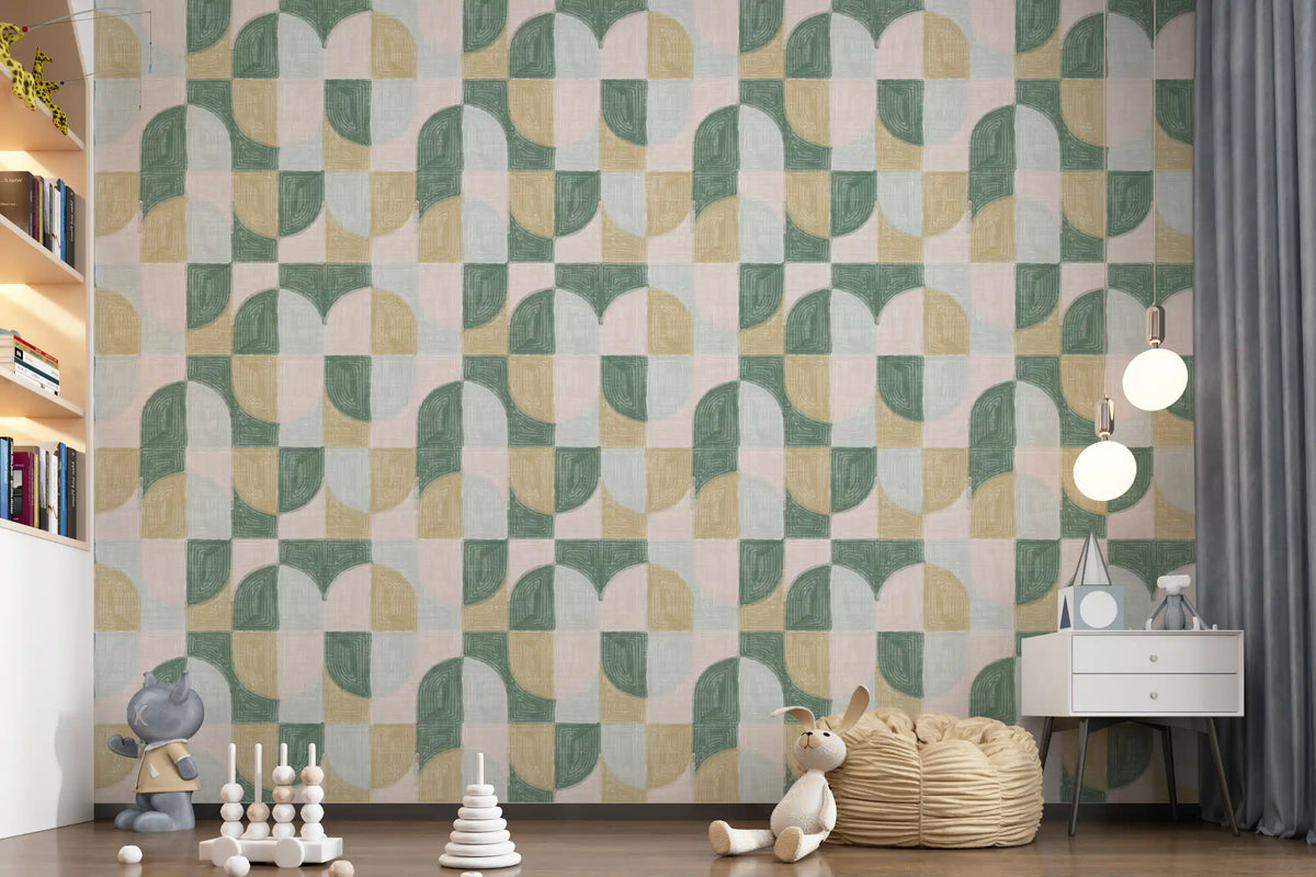 Papier peint géométrique audacieux, texturé et peint à la main, harmonieusement équilibré⁠