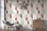 Papier peint doux aux motifs géométriques texturés peints à la main, pour le plus grand plaisir des adeptes du style grandmillennial