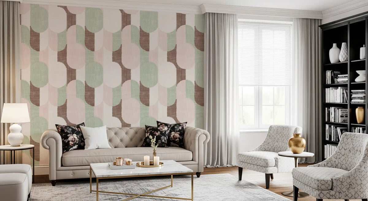 Papier peint doux aux motifs géométriques texturés peints à la main, pour le plus grand plaisir des adeptes du style grandmillennial