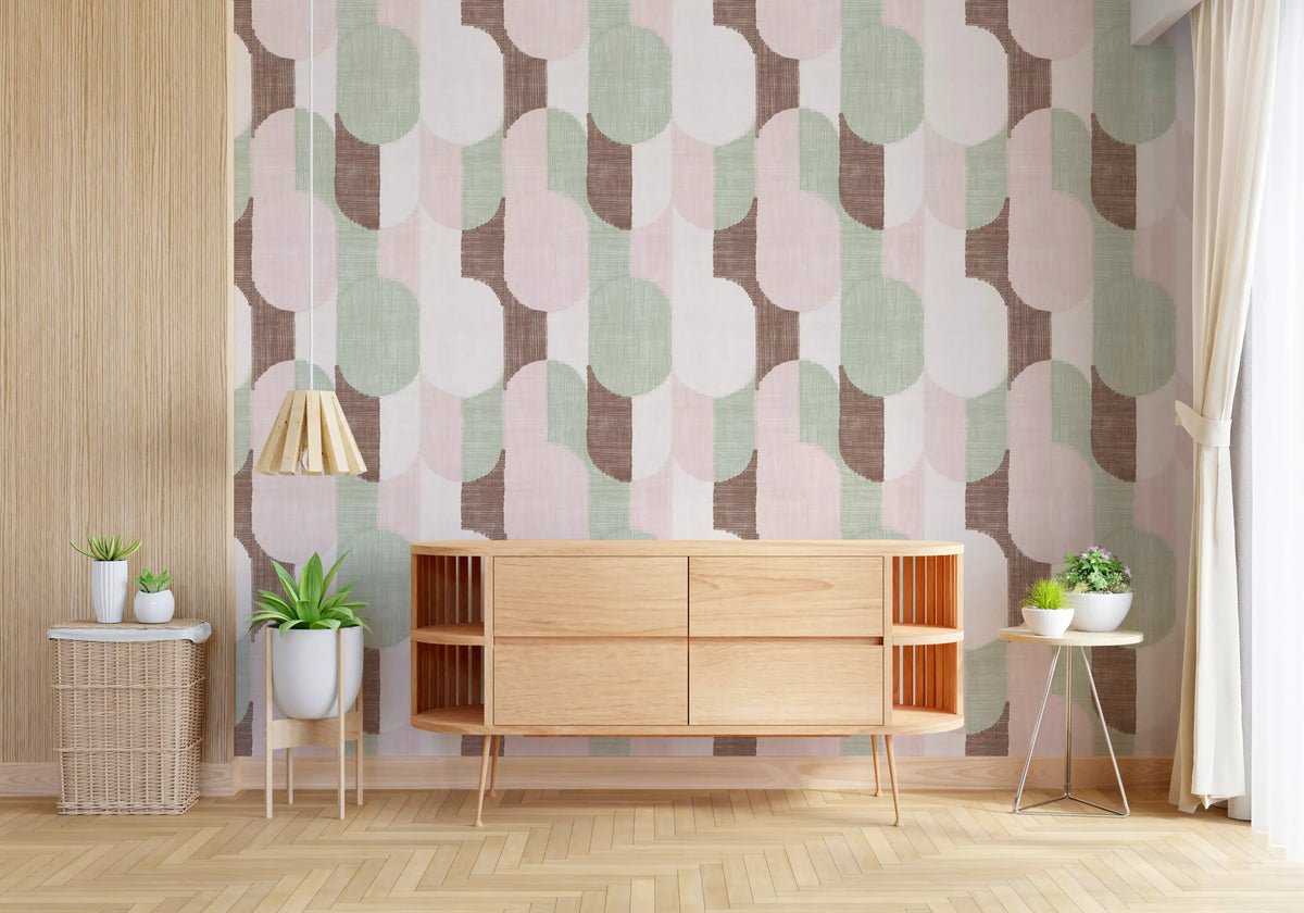 Papier peint doux aux motifs géométriques texturés peints à la main, pour le plus grand plaisir des adeptes du style grandmillennial