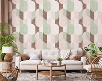 Papier peint doux aux motifs géométriques texturés peints à la main, pour le plus grand plaisir des adeptes du style grandmillennial