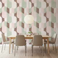 Papier peint doux aux motifs géométriques texturés peints à la main, pour le plus grand plaisir des adeptes du style grandmillennial