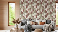 Papier peint à motifs géométriques texturés peints à la main, tons terreux, style rustique de ferme⁠