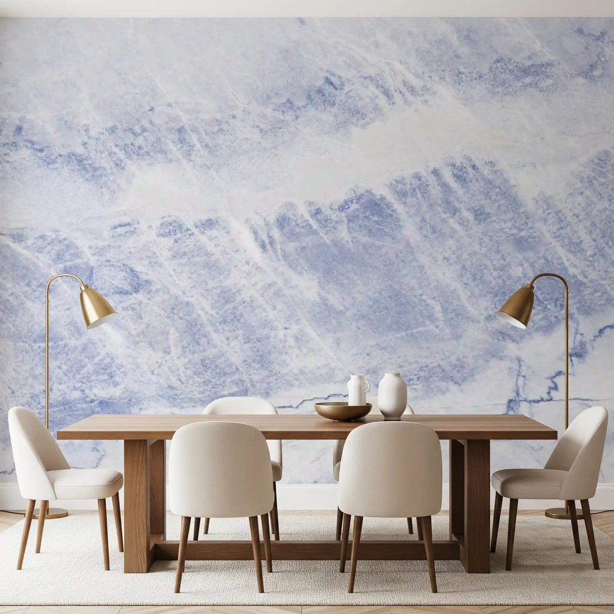 Azure Marble Veins Wall Mural