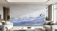 Papier peint panoramique Horizon en marbre veiné bleu