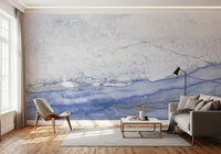 Papier peint panoramique Horizon en marbre veiné bleu