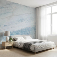 Papier peint panoramique mural aspect dalle de marbre veiné azur