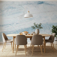 Papier peint panoramique mural aspect dalle de marbre veiné azur