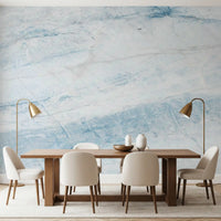 Papier peint panoramique mural aspect dalle de marbre veiné azur