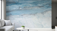 Papier peint panoramique en marbre veiné bleu céruléen