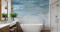 Papier peint panoramique en marbre veiné bleu céruléen
