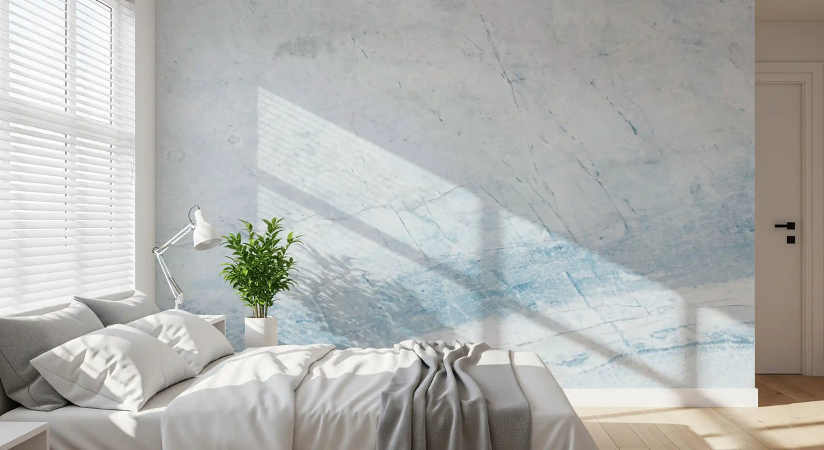 Mural de parede com veios de mármore azul sereno