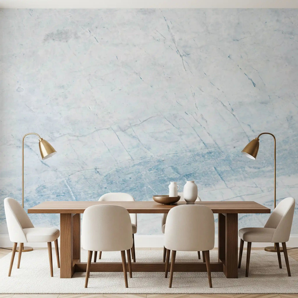 Serene Blue Veined Marble Wall Mural