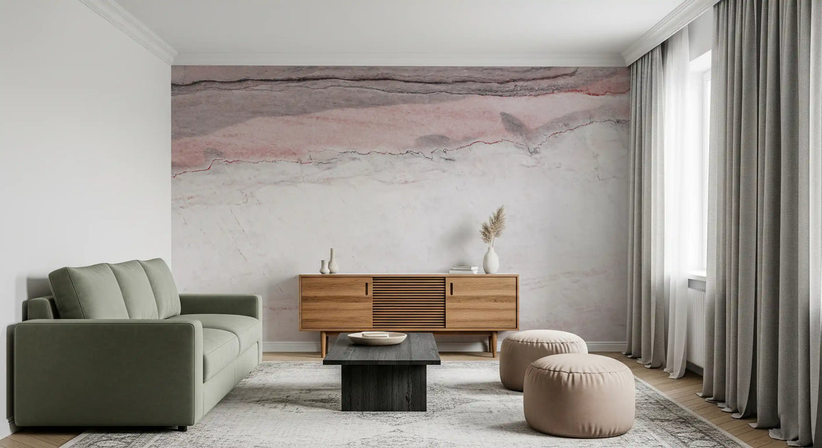 Wandbild mit Adern aus Rosenquarz-Marmor