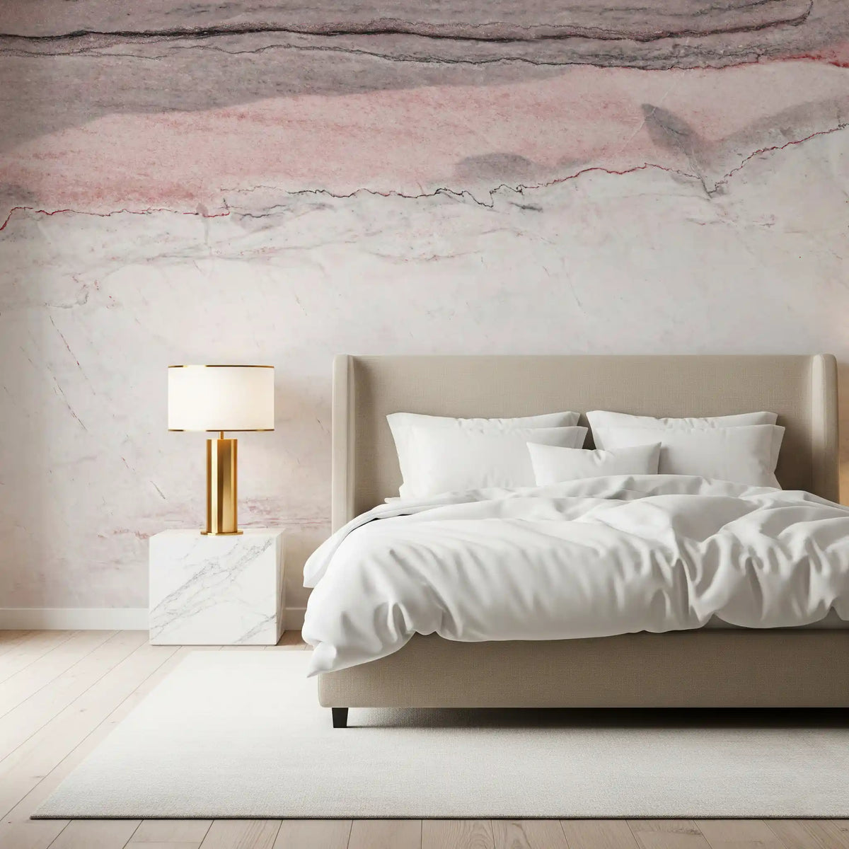 Wandbild mit Adern aus Rosenquarz-Marmor