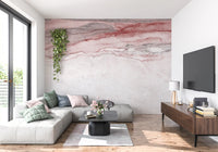 Papier peint panoramique en marbre veiné rose quartz