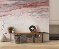 Papier peint panoramique en marbre veiné rose quartz