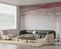 Papier peint panoramique en marbre veiné rose quartz
