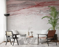 Papier peint panoramique en marbre veiné rose quartz