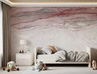 Papier peint panoramique en marbre veiné rose quartz