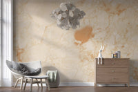 Papier peint panoramique effet pierre de marbre crème naturel