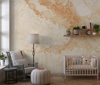 Papier peint panoramique effet pierre de marbre crème naturel
