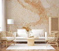 Papier peint panoramique effet pierre de marbre crème naturel