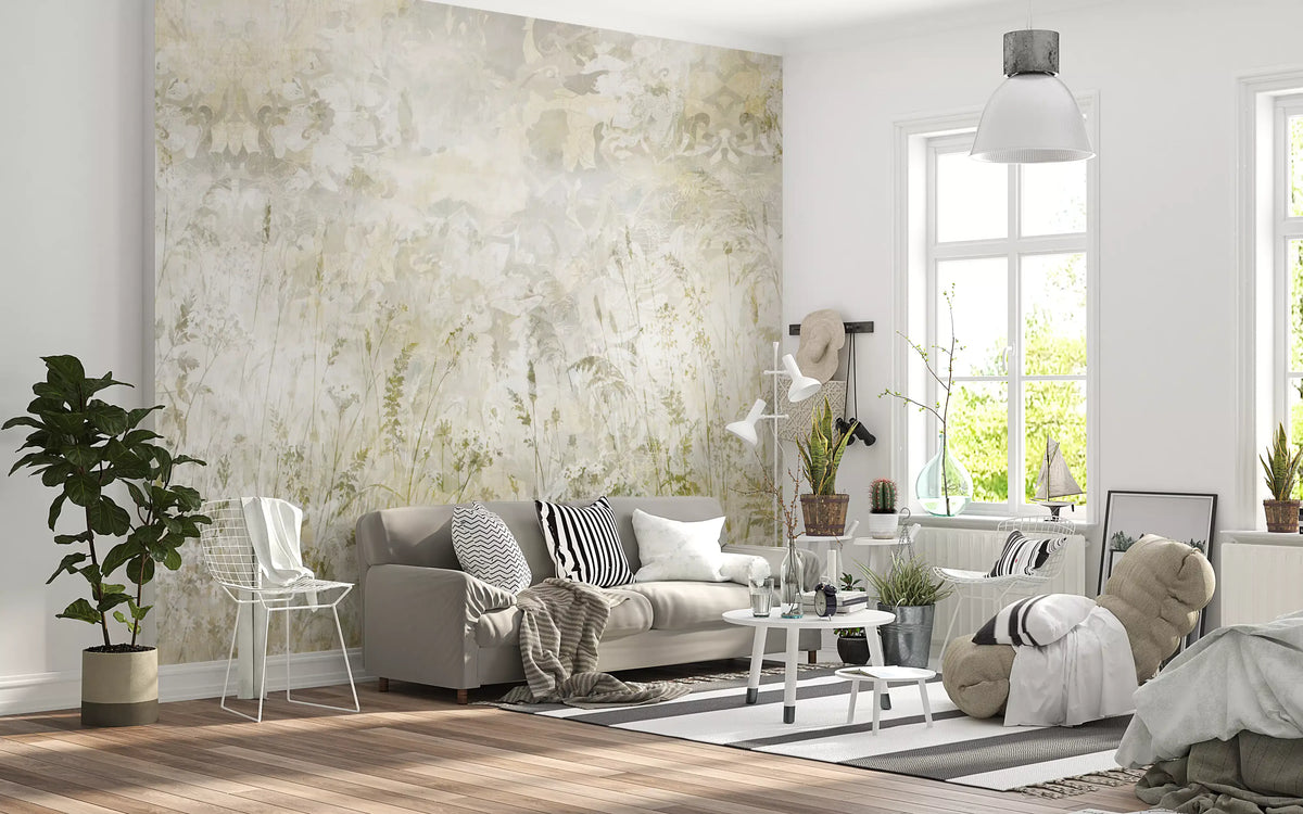 Botanisches Damast-Wildblumenwiesen-Wandbild Wandbild Wandbild