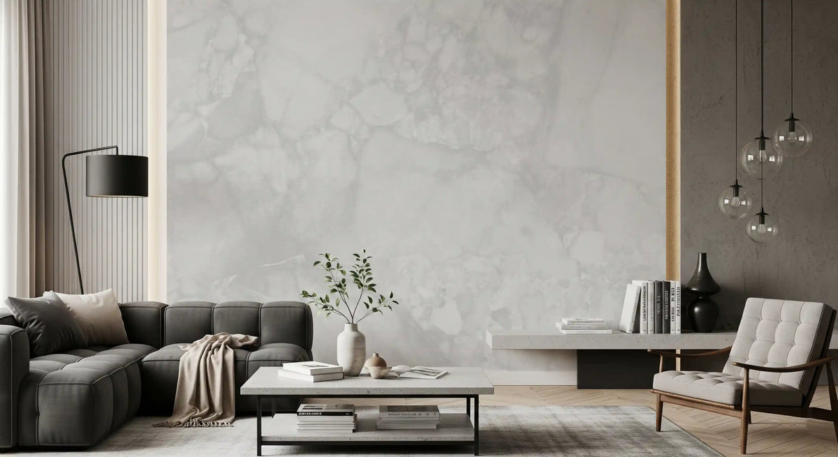 Monokrom veggmaleri med Carrara-marmorstruktur